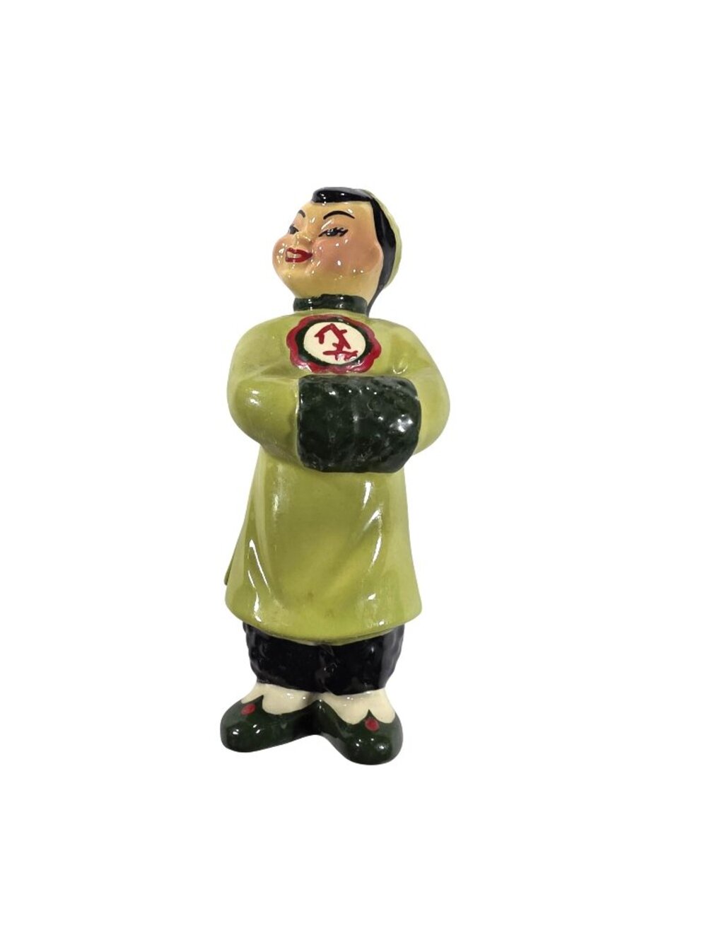 Ceramic Figurine Asian-Inspired Green Black Glaze Ceramics Art Studio
